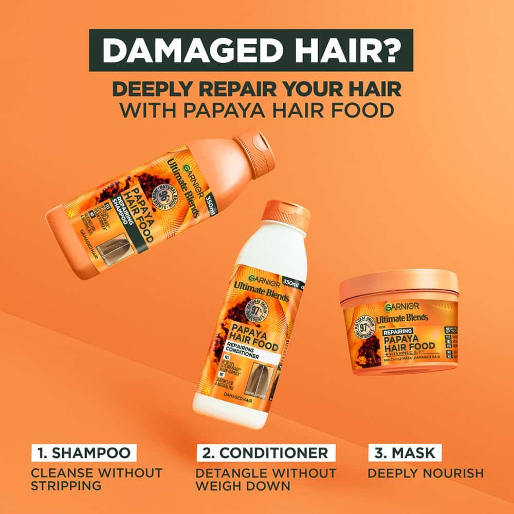 Garnier Ultimate Blends Hair Food Papaya 3-in-1 Dry Hair Mask Treatment 390ml