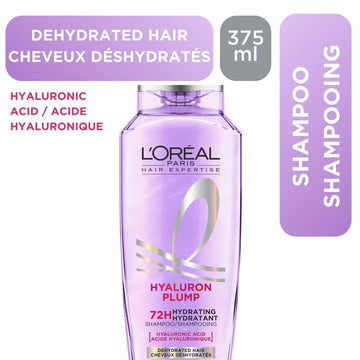L'Oréal Paris Hair Expertise Hyaluron Plump Hydrating Shampoo, With Hyaluronic Acid for Dehydrated Hair, 375ml