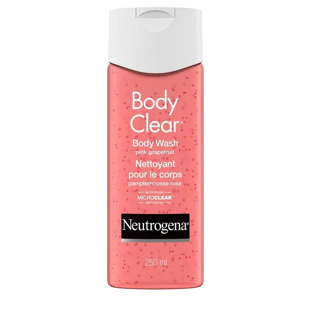 Neutrogena Body Clear Acne Body Wash - Maximum Strength Salicylic Acid, Vitamin C - Oil Free - Pink Grapefruit Scent, 250 mL