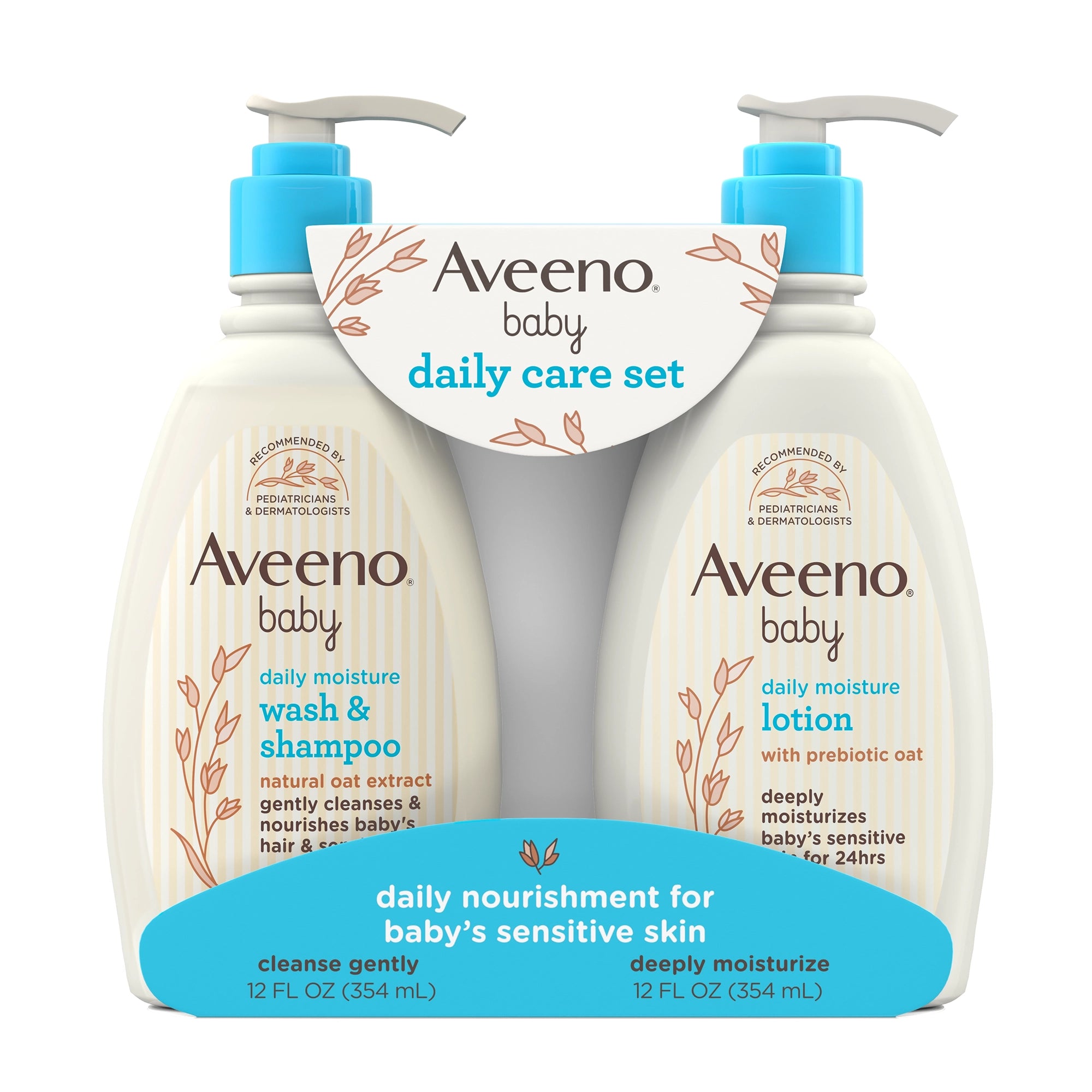 Aveeno Baby Daily Care Gift Set Includes Daily Moisturizing Body Lotion &amp; 2-in-1 Baby Bath Wash &amp; Shampoo