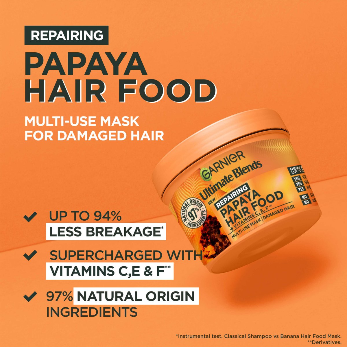 Garnier Ultimate Blends Hair Food Papaya 3-in-1 Dry Hair Mask Treatment 390ml