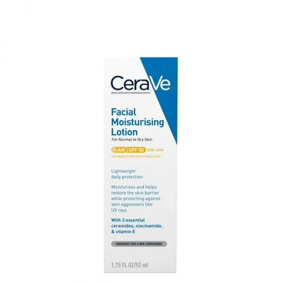 CeraVe AM Facial Moisturising Lotion SPF50 for Normal to Dry Skin 52ml