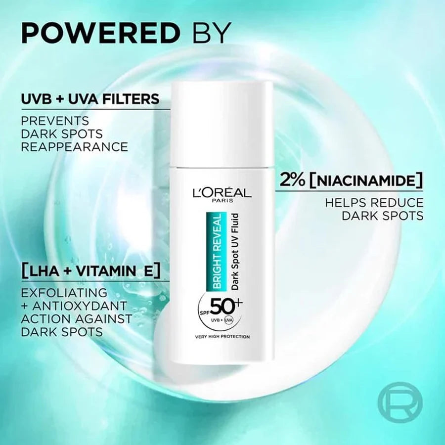 L'Oréal Paris Bright Reveal Dark Spot UV Fluid SPF 50+ Niacinamide 50ml in Sri Lanka